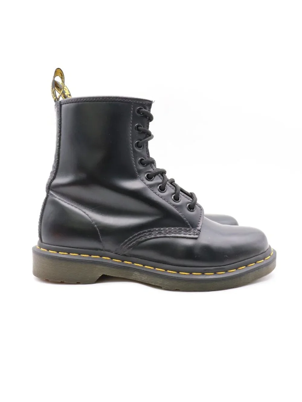 Doc Dr. Martens 11821 Men's 7 Women's 8 Black Leather Combat Boots Lace-Up